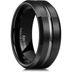 Classic Tungsten Carbide Wedding Band Ring for Men - Available in Black, Silver